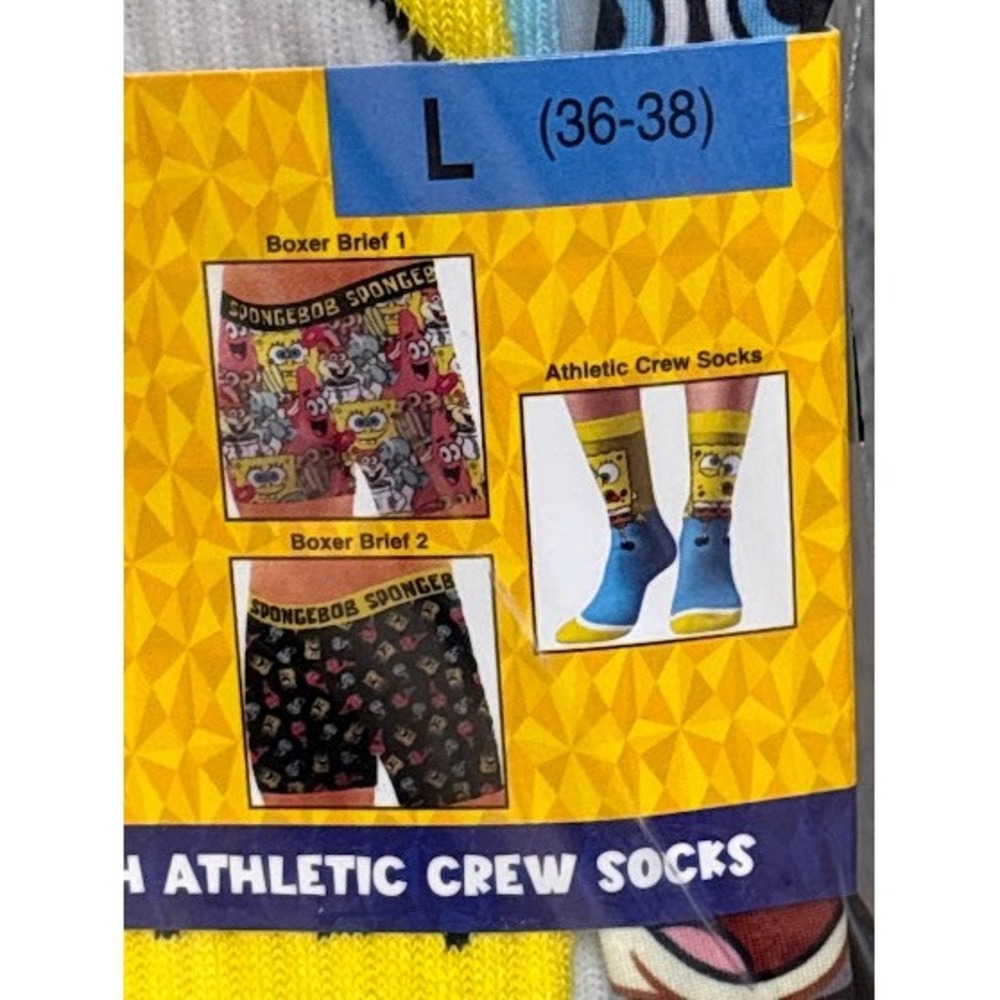 Nickelodeon SpongeBob SquarePants Mens 3pc Set 2 Boxer Briefs 1 Crew Socks Large